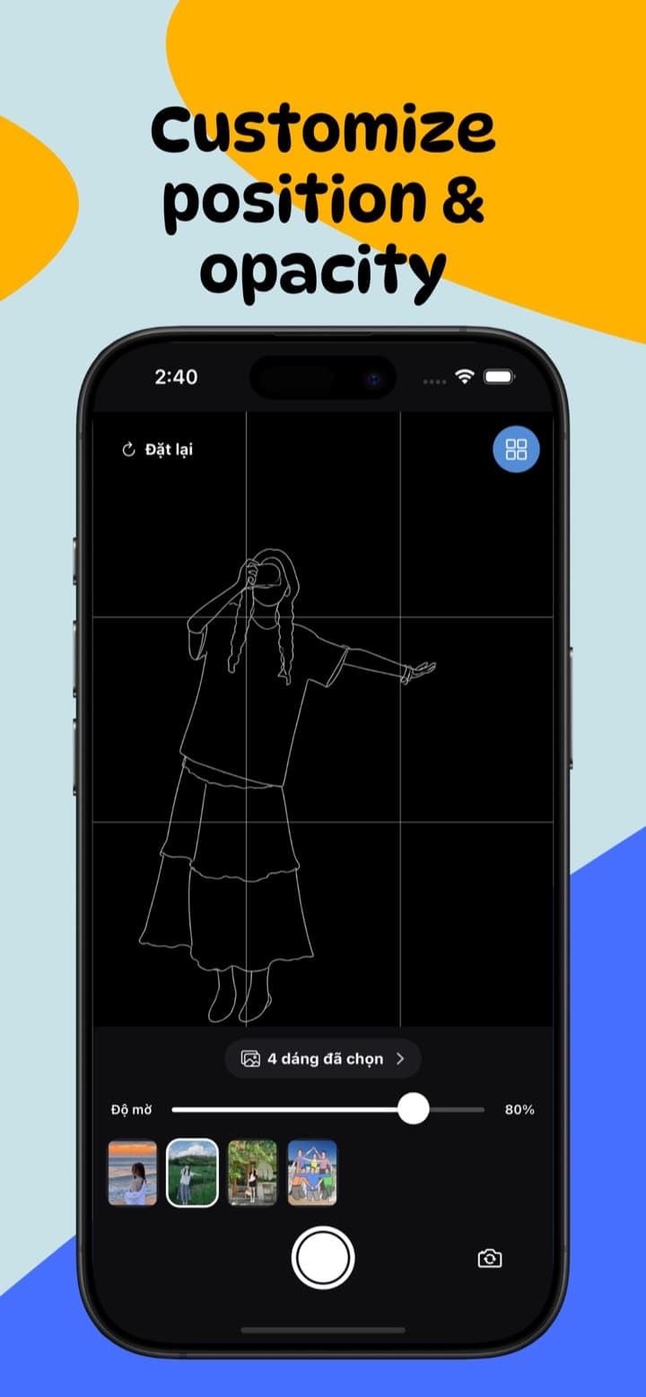 Adjusting the position and opacity of the pose guide